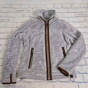 Women’s L.L. Bean Gray and Brown Teddy Jacket Size SM